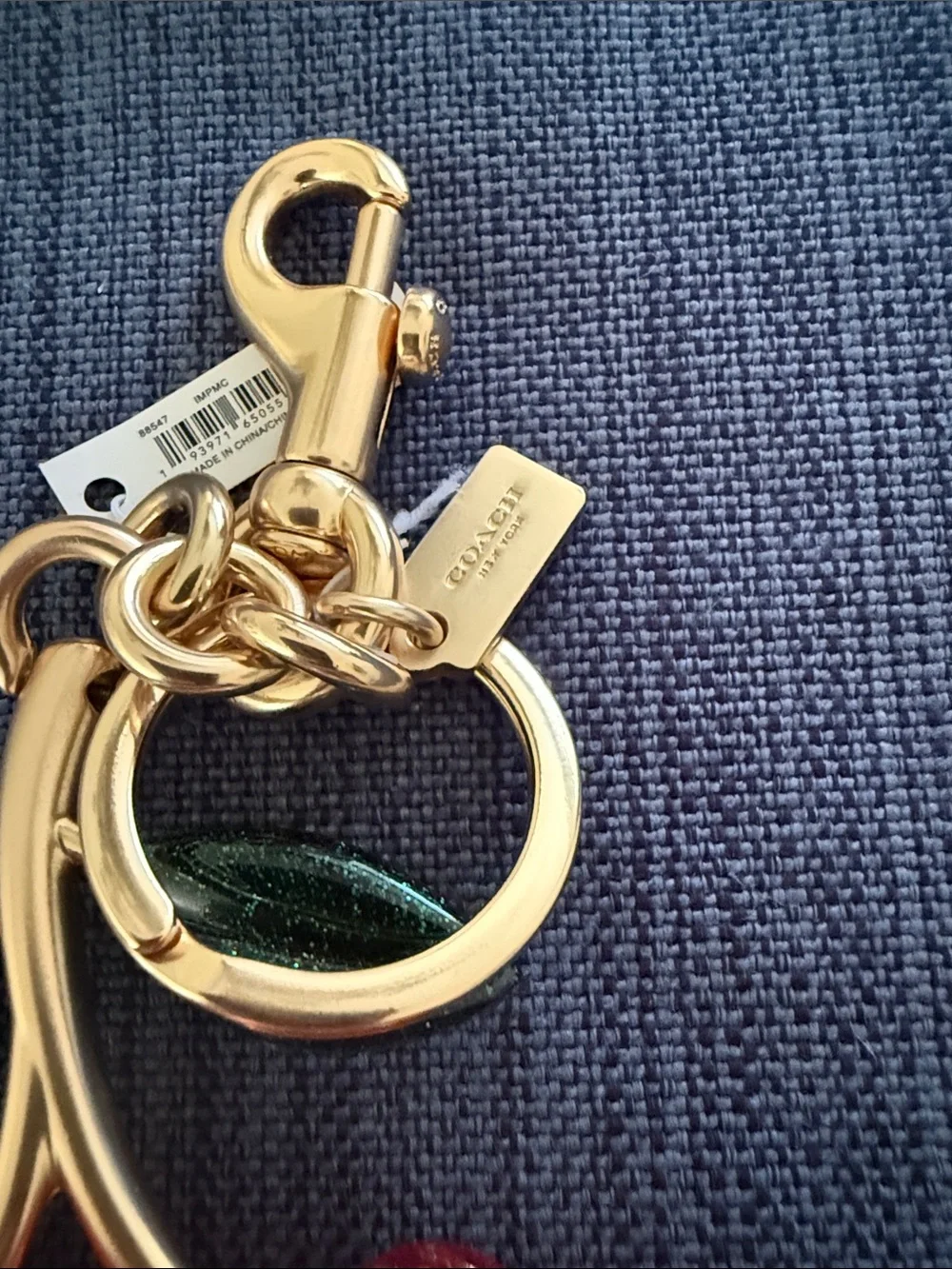 Coach Gold-tone Cherry Keychain with Red Crystal Cherries